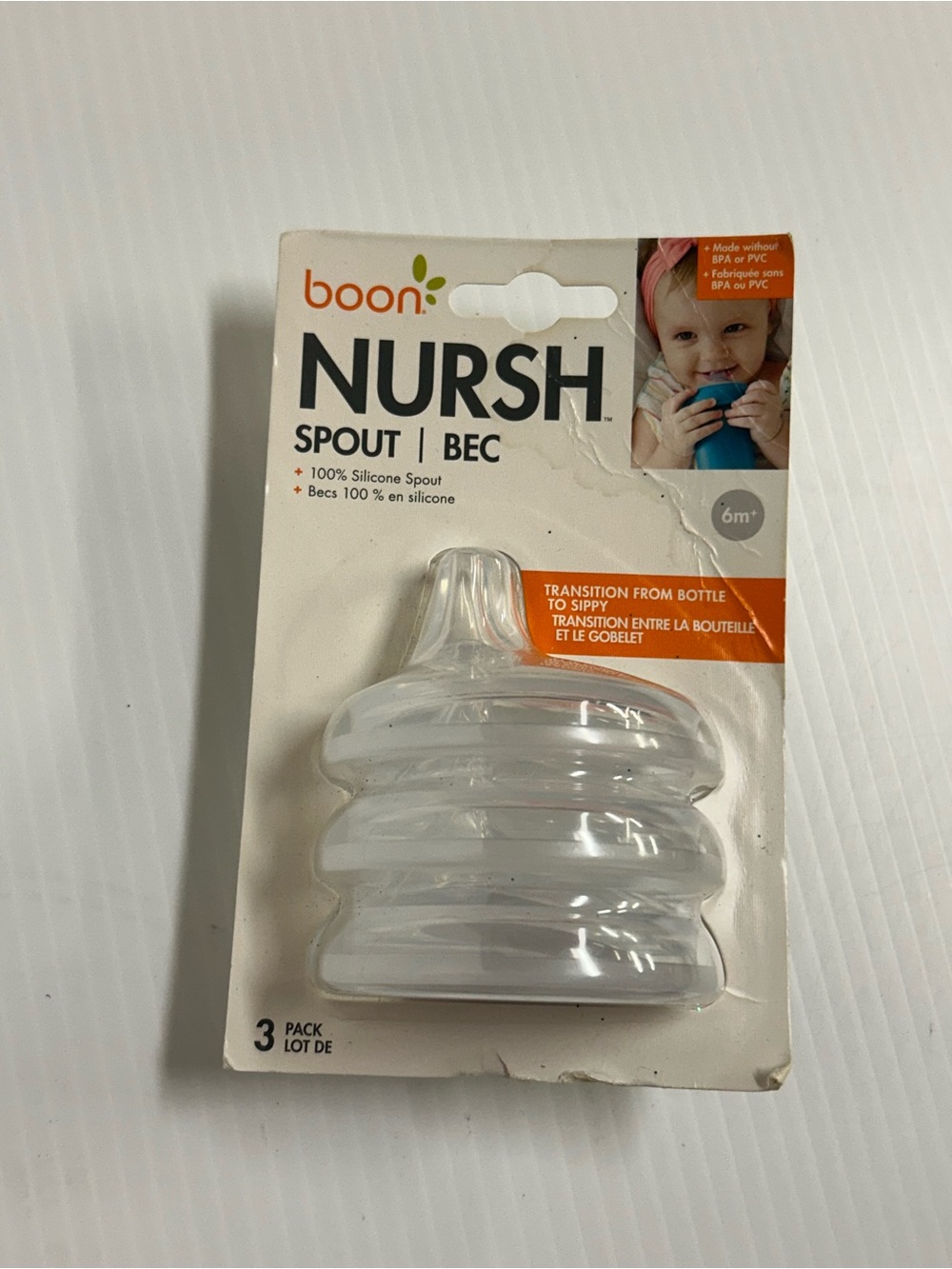 Boon Nursh Silicone Sippy Cup Lids Transitional Sippy Spout 3 Pack SEALED